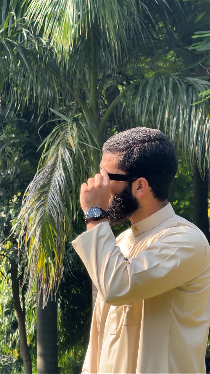 Cream Saudi Collar Thobe