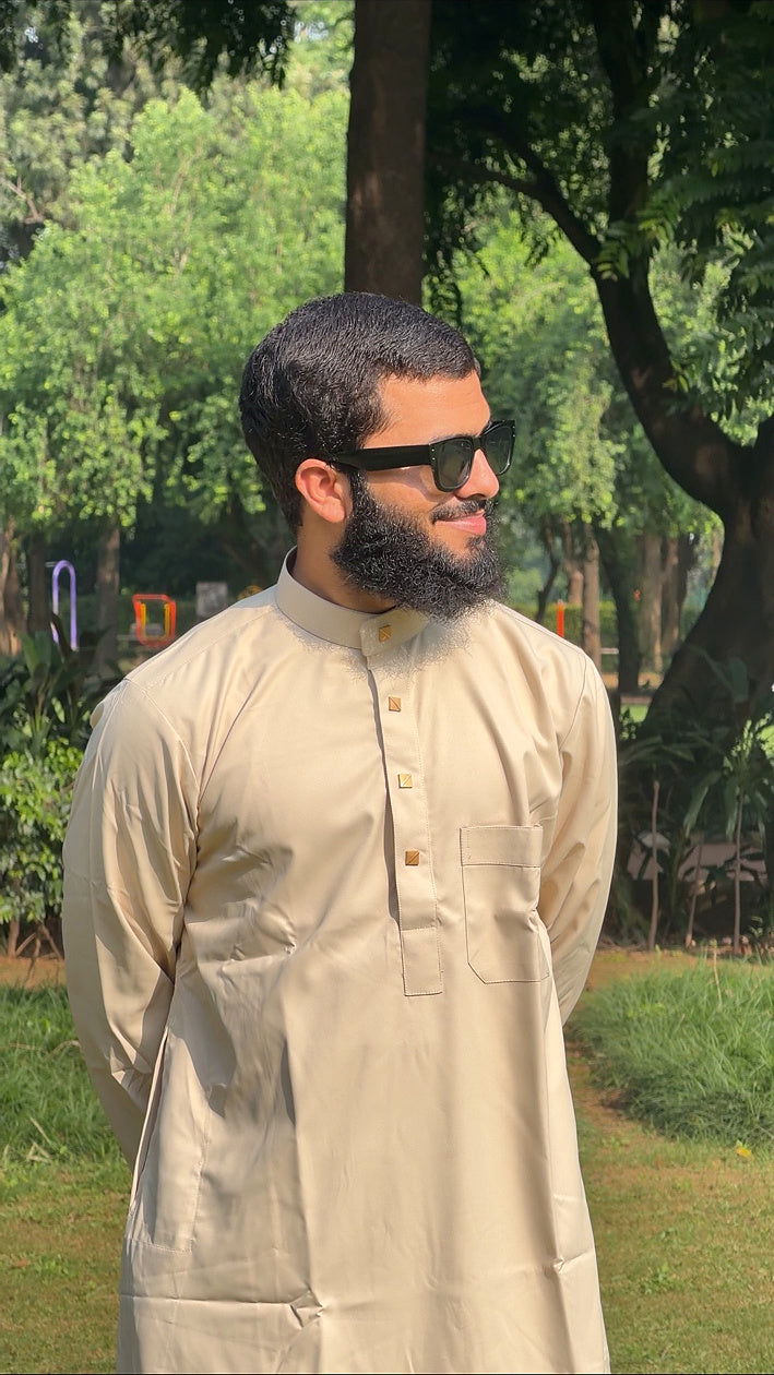 Cream Saudi Collar Thobe